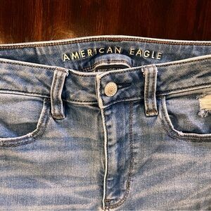 American Eagle Outfitters Super Hi-Rise Crop Light Blue Jeans